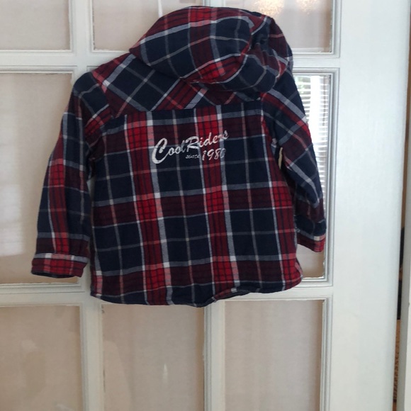 Infant red sweater and red/blue flannel jacket - Picture 3 of 6